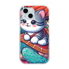 SOU＆SOUの亀乗り子猫 Clear Smartphone Case