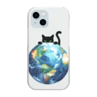 amecatsの地球と黒猫 Clear Smartphone Case