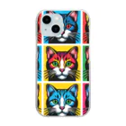 CatCraftsの【Colorful Cat Pop】- ポップアート猫顔コレクション Clear Smartphone Case