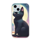 黒猫マメちゃんの魅惑ショップの可愛い黒猫のキャラクターグッズ Clear Smartphone Case