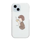 Sakikoのほっとひと息つく女の子　カフェ　ブラウン Clear Smartphone Case