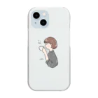 Sakikoのほっとひと息つく女の子　グレー Clear Smartphone Case