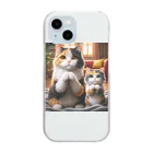 亀蘭タマムシの三毛猫親子のお願い Clear Smartphone Case