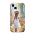 KittyKaleidoscopeの花咲く森を歩く少女 Clear Smartphone Case