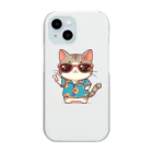 @猫グッズ製作所のかわいい猫のアロハまる Clear Smartphone Case