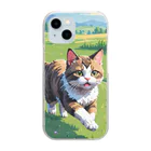 ピクセル屋(日本猫)のネコのピクセルアート Clear Smartphone Case