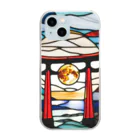 JoyfulMomentsCraftsの満月と鳥居　ー Full Moon and Torii ー Clear Smartphone Case