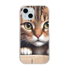 CozyKittyCornerの物陰から観察するかわいい猫 Clear Smartphone Case