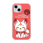 大江戸花火祭りのInari Fox Charm Magic～稲荷の狐3-5 クリアスマホケース