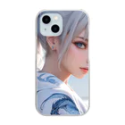 スカ次郎ショップの白髪和服美女シリーズ0001 Clear Smartphone Case