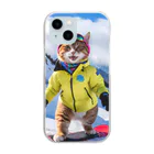 ikasumikoboのスノボ猫 Clear Smartphone Case