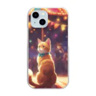 cat@kawaiiの猫の魅惑的なサーカスステージでの幻想的な一コマ Clear Smartphone Case