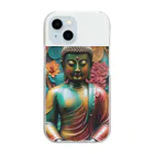 Take-chamaの品のある仏像のデザイン性が際立つ。 Clear Smartphone Case
