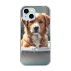 tk_rinbokuの犬の水浴び Clear Smartphone Case