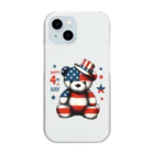 HappyFaceMarketのアメリカ独立記念日テディベア Happy 4th of July Clear Smartphone Case