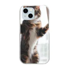 DQ9 TENSIのカーテンと遊ぶ愛らしい猫ちゃん Clear Smartphone Case