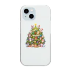 Snow-peaceのクリスマスツリーとキュートな子猫たち Clear Smartphone Case