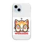 kk-welcomeの肉球で目隠し猫ちゃん Clear Smartphone Case