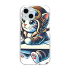 シルエットシークの空飛ぶネコの休日 Clear Smartphone Case