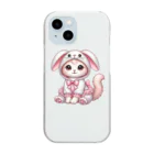 Snow-peaceのふわふわバニーコスチュームのかわいい子猫 Clear Smartphone Case