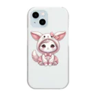 Snow-peaceの可愛いウサギ風フードのキュートな子猫 Clear Smartphone Case