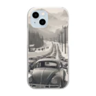 aircooled3の白黒ワーゲン大行列 Clear Smartphone Case