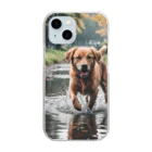 kokin0の水辺を歩く犬 dog on the water Clear Smartphone Case