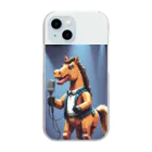 No Horse No Lifeのドット絵歌うウマノスケ君 Clear Smartphone Case