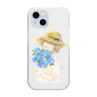 ちいさな水彩アトリエの紫陽花と女の子｜iPhoneケース Clear Smartphone Case