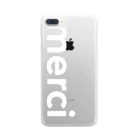 merciのmerci standard white logo iPhone clear case Clear Smartphone Case