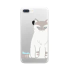 四月研究所 SUZURI店の不機嫌ねこ - シロクロ Clear Smartphone Case