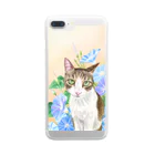 Ａｔｅｌｉｅｒ　Ｈｅｕｒｅｕｘの朝顔と猫 Clear Smartphone Case