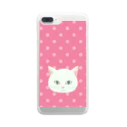 HAPPY MILK MARKETのドットSHIRONEKOスマホケース Clear Smartphone Case