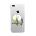 まめるりはことりのコザクラインコ　モーブとオリーブ【まめるりはことり】 Clear Smartphone Case