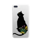 Little fingerの花と黒猫 Clear Smartphone Case