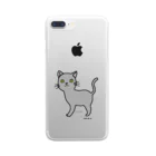 ゆきだるまころころのおさんぽこねこ（グレー） Clear Smartphone Case