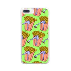 Mieko_Kawasakiの魅惑のフライドポテト🍟　GULTY PLEASURE FRENCH FRIES GREEN Clear Smartphone Case