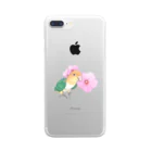 まめるりはことりのお花とシロハラインコちゃん【まめるりはことり】 Clear Smartphone Case