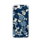 Japanese Fabric Flower coconの瑠璃×月白 Clear Smartphone Case