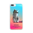 猫ICHIZO公式グッズの目線猫一三 Clear Smartphone Case