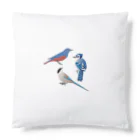 エダマメトイチ雑貨店の私の好きな青い鳥 2 白 Cushion