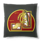 GOODS SHOP【そぞろな小窓】 SUZURI店の【脱穀してからね】《黒緑》クッション Cushion