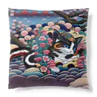 マッケンデジタルワールドの葛飾猫斎　猫名黒雪　浮世絵lofiアートパンクシティ　かわいいねこ Cushion