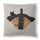 小鳥と映画館のカゴバッグと黒猫 Cushion