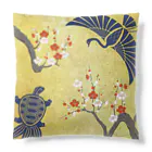 Musashi和柄Shop 【Japanese pattern】の鶴亀紅白梅クッション Cushion