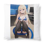 AIオリジナルイラスト　美女男子の金髪で美人な彼女 Cushion