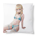 AIオリジナルイラスト　美女男子の金髪の彼女が下着姿で魅了する Cushion