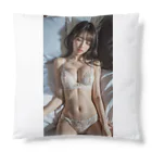 BeautifulLadyCollectionTokyoの恍惚とした表情で目を閉じる、白い下着のAI美女 Cushion