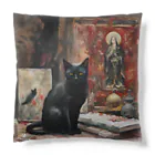 叶和の絵画風の黒猫🐈‍⬛ Cushion