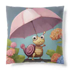 かるるんショップのあじさいとカタツムリ　雨上がり Cushion